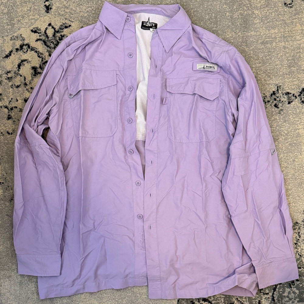 Habit Men's Lavender Fishing Shirt- Size Medium